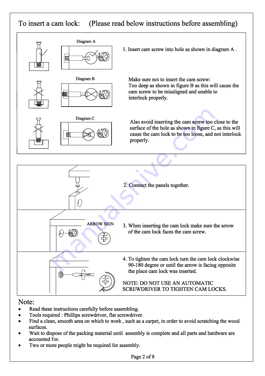 2K Furniture Designs C1415 Assembly Instructions Manual Download Page 2