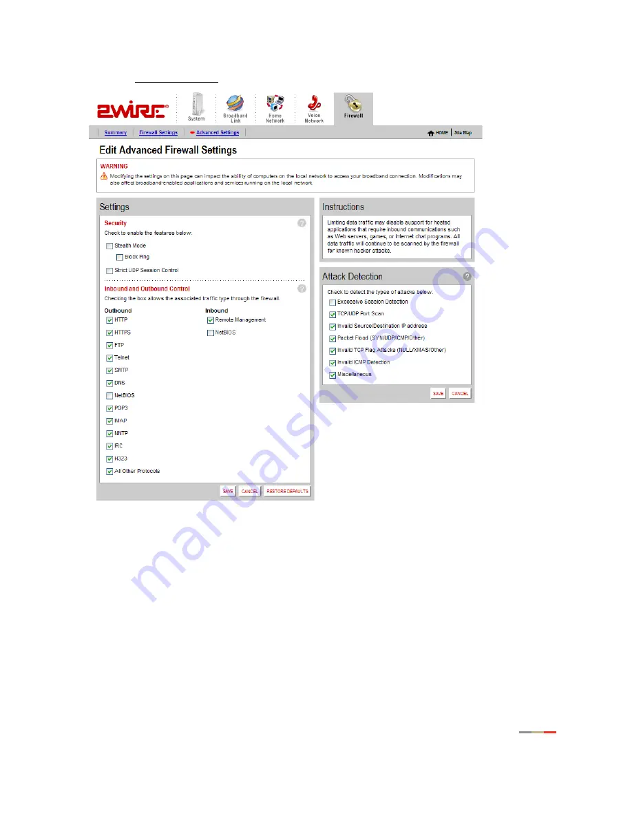 2Wire 2701HGV-W User Manual Download Page 58