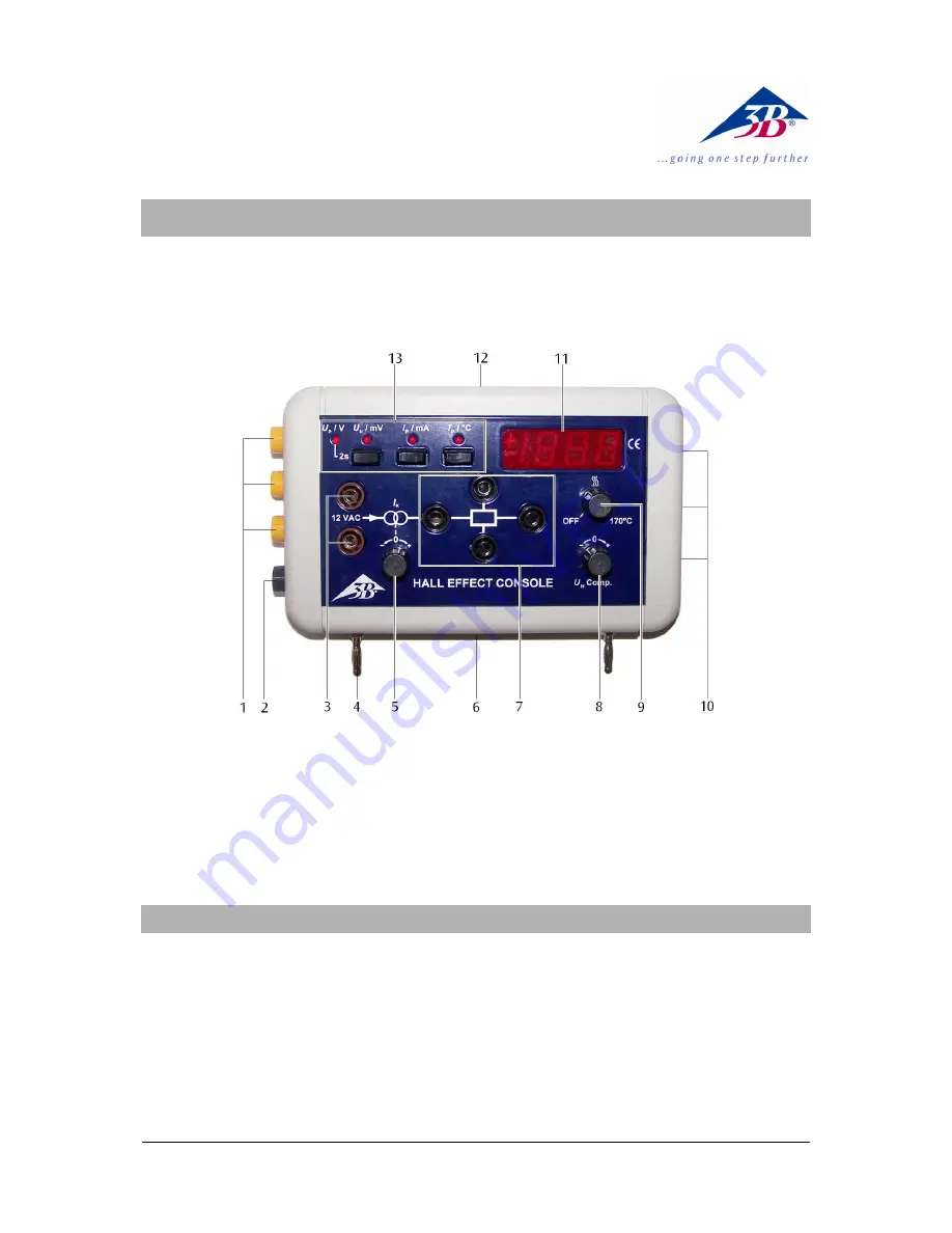 3B SCIENTIFIC Hall Effect Basic Apparatus Скачать руководство пользователя страница 1