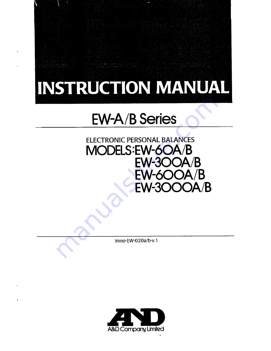 A&D EW-3000A Instruction Manual Download Page 1