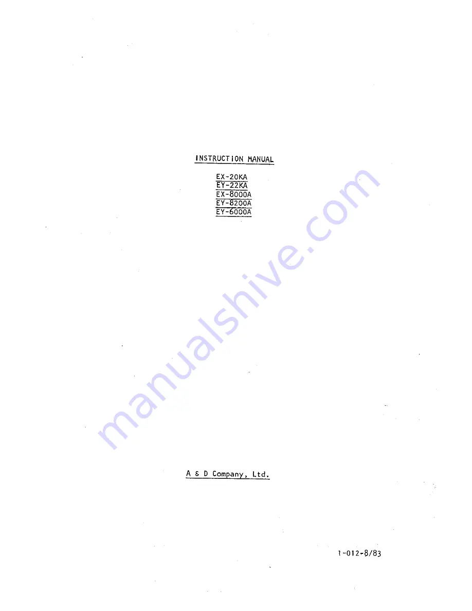 A&D EX-20KA Instruction Manual Download Page 1