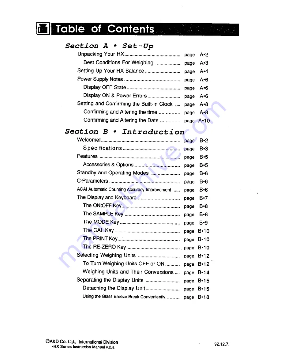 A&D HX-100 Instruction Manual Download Page 2