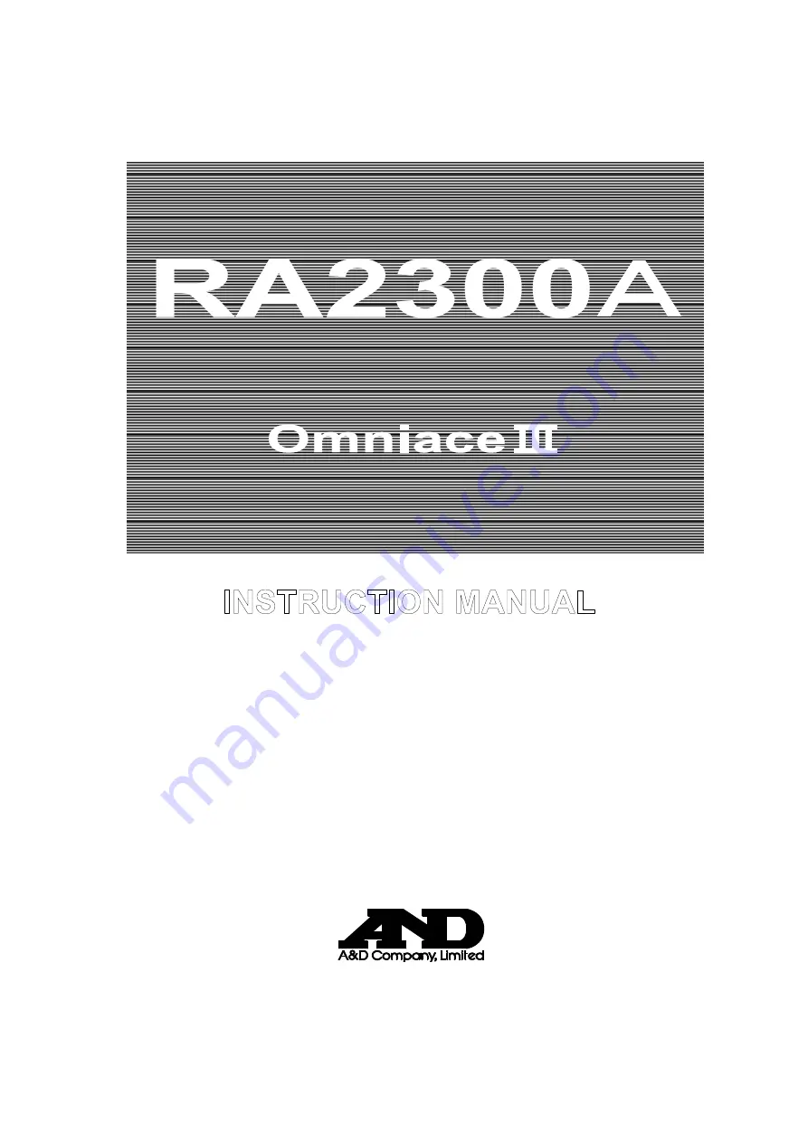 A&D Omniace III RA2300A Instruction Manual Download Page 1