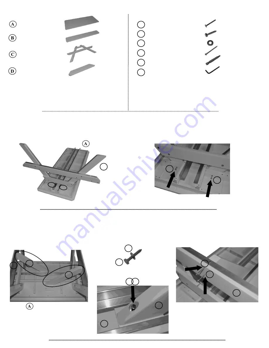 A&L Furniture Poly Table with Attached Benches Assembly Instructions Download Page 2