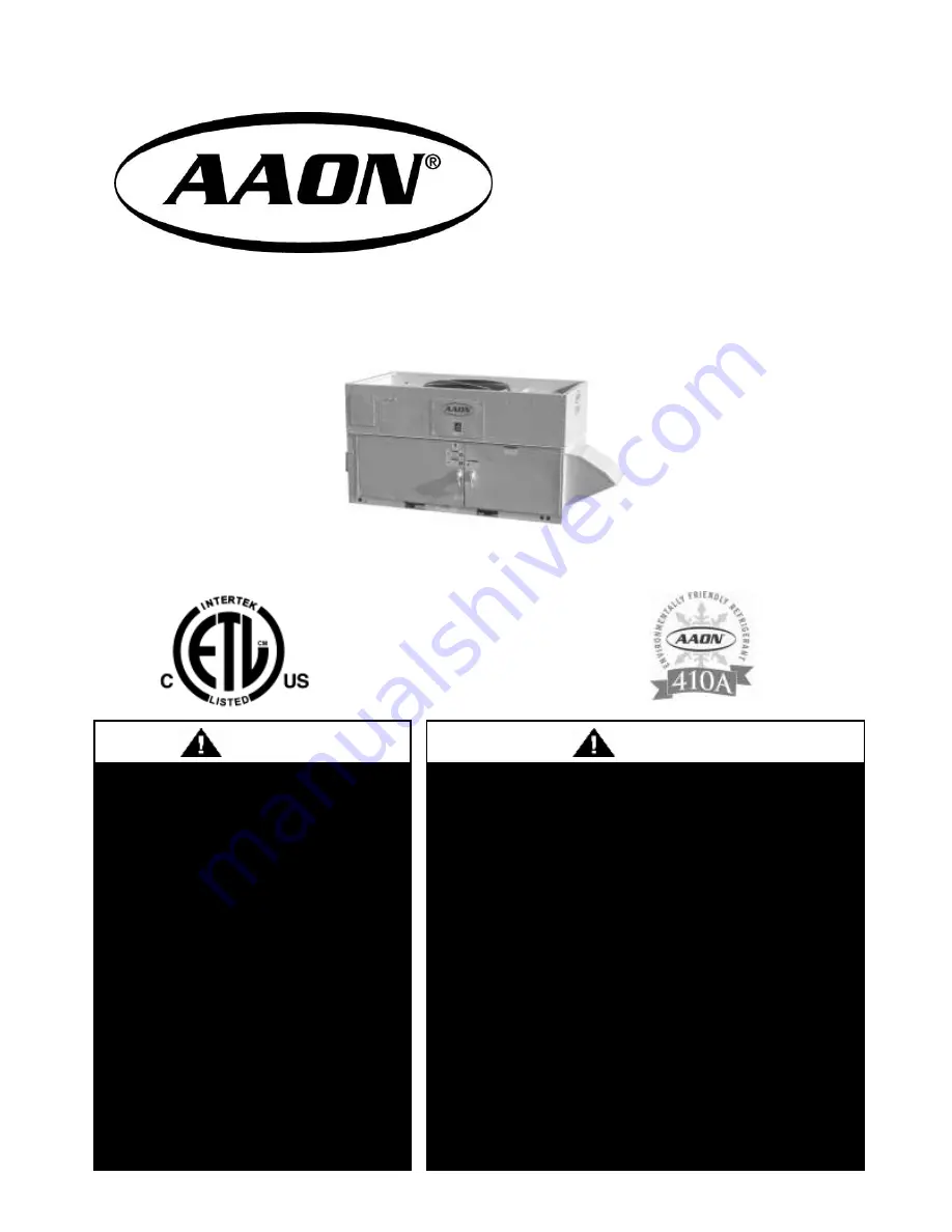 AAON RQ SERIES Installation Operation & Maintenance Download Page 1