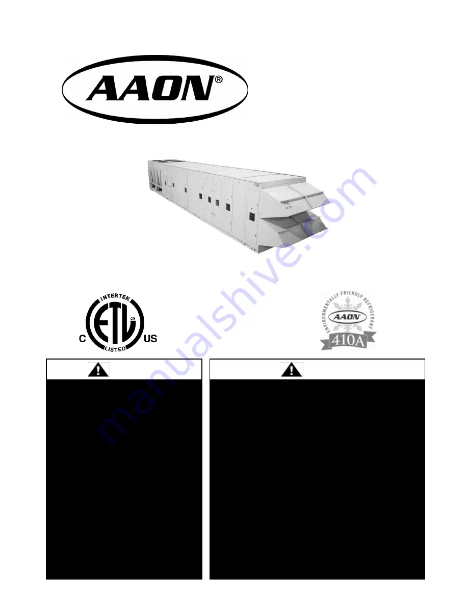 AAON RZ Series Installation Operation & Maintenance Download Page 1