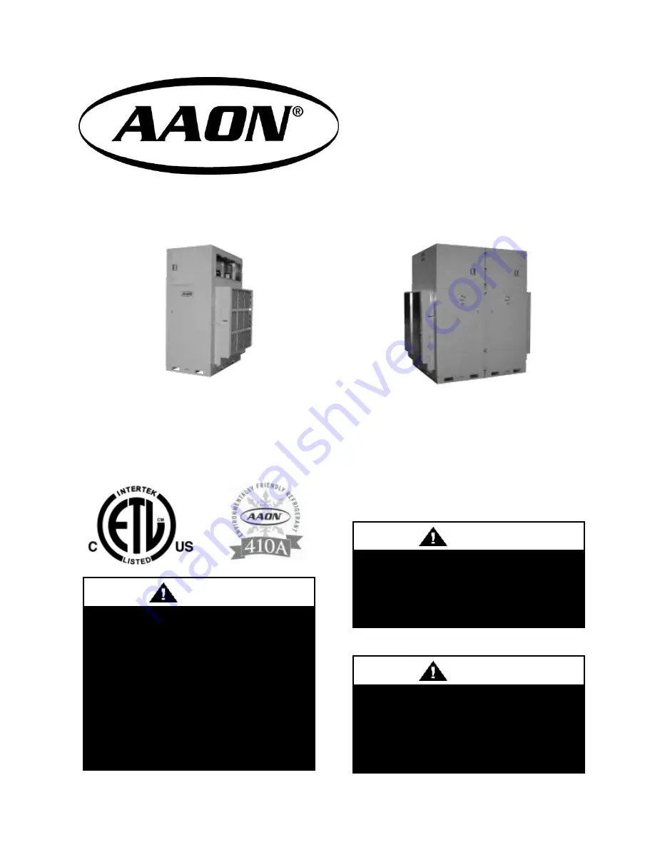 AAON SA-023 Installation Operation & Maintenance Download Page 1