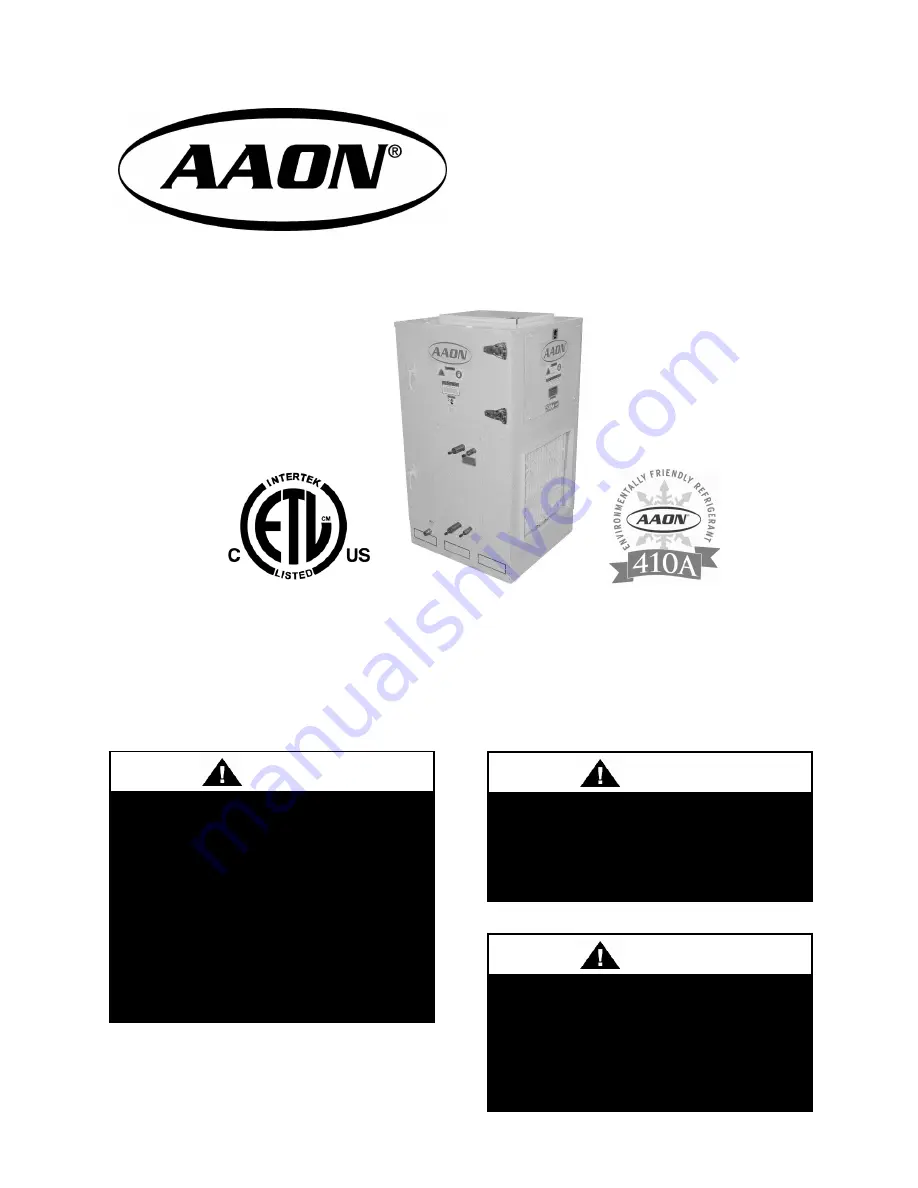 AAON V3-A Installation, Operation & Maintenance Instructions Manual Download Page 1