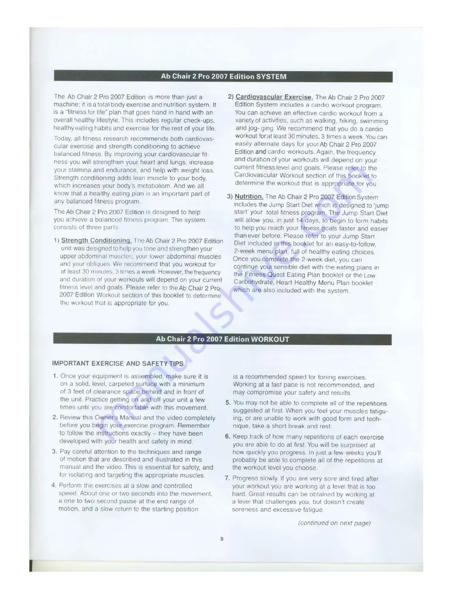 ab Chair 2 Pro 2007 Edition Owner'S Manual Download Page 11