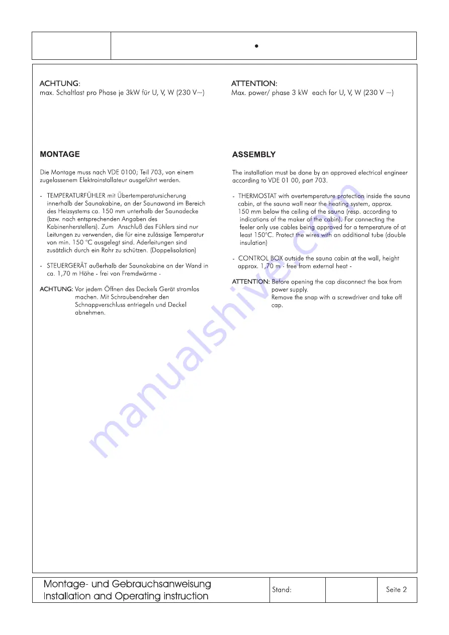 ABATEC A1 Installation And Operation Instructions Manual Download Page 2