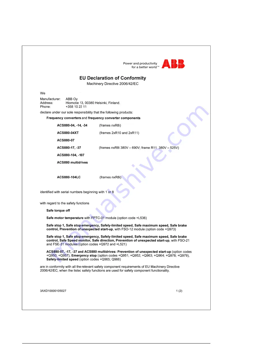 ABB ACS880-07 Hardware Manual Download Page 198