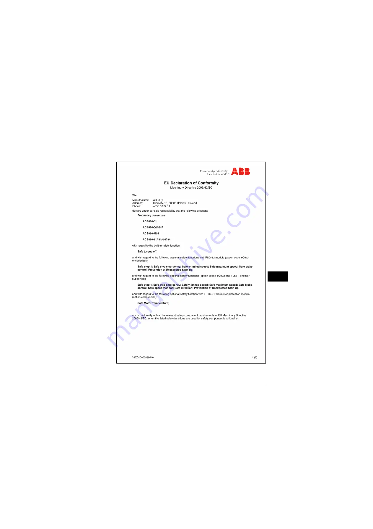 ABB ACS880-31 Quick Installation Manual Download Page 71