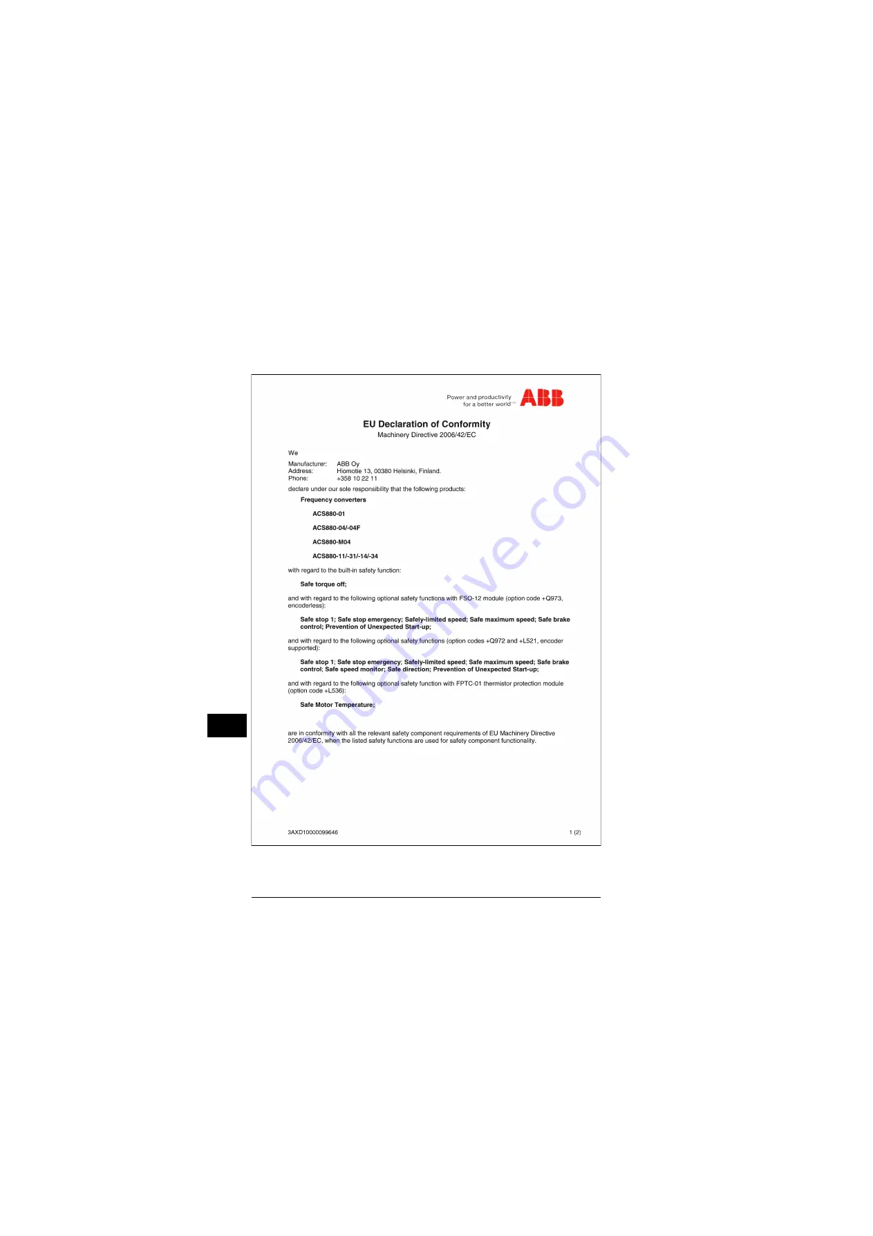 ABB ACS880-31 Quick Installation Manual Download Page 100