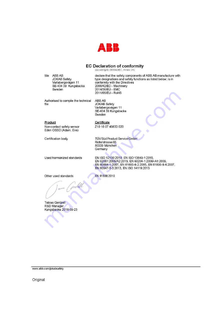 ABB Eden OSSD Product Manual Download Page 29