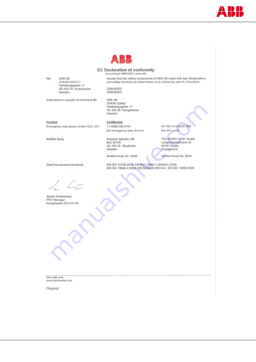 ABB jokab safety Smile 11EA Tina Скачать руководство пользователя страница 11