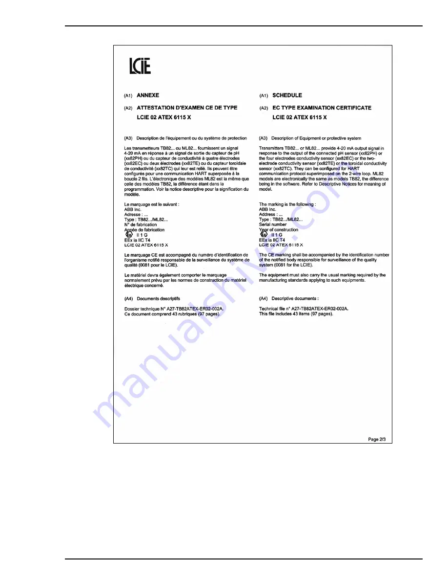 ABB TB82EC Operating Instructions Manual Download Page 89