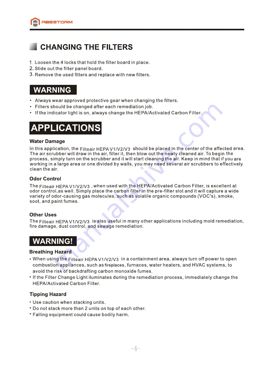 Abestorm Filteair HEPA V1 User Manual Download Page 6