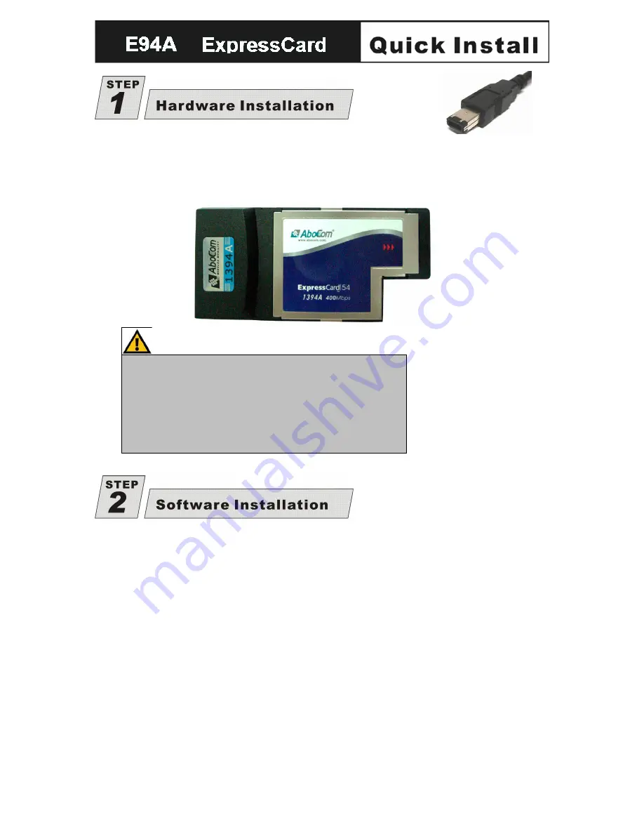 Abocom ExpressCard FireWire/1394a Host Adapter E94A Скачать руководство пользователя страница 1