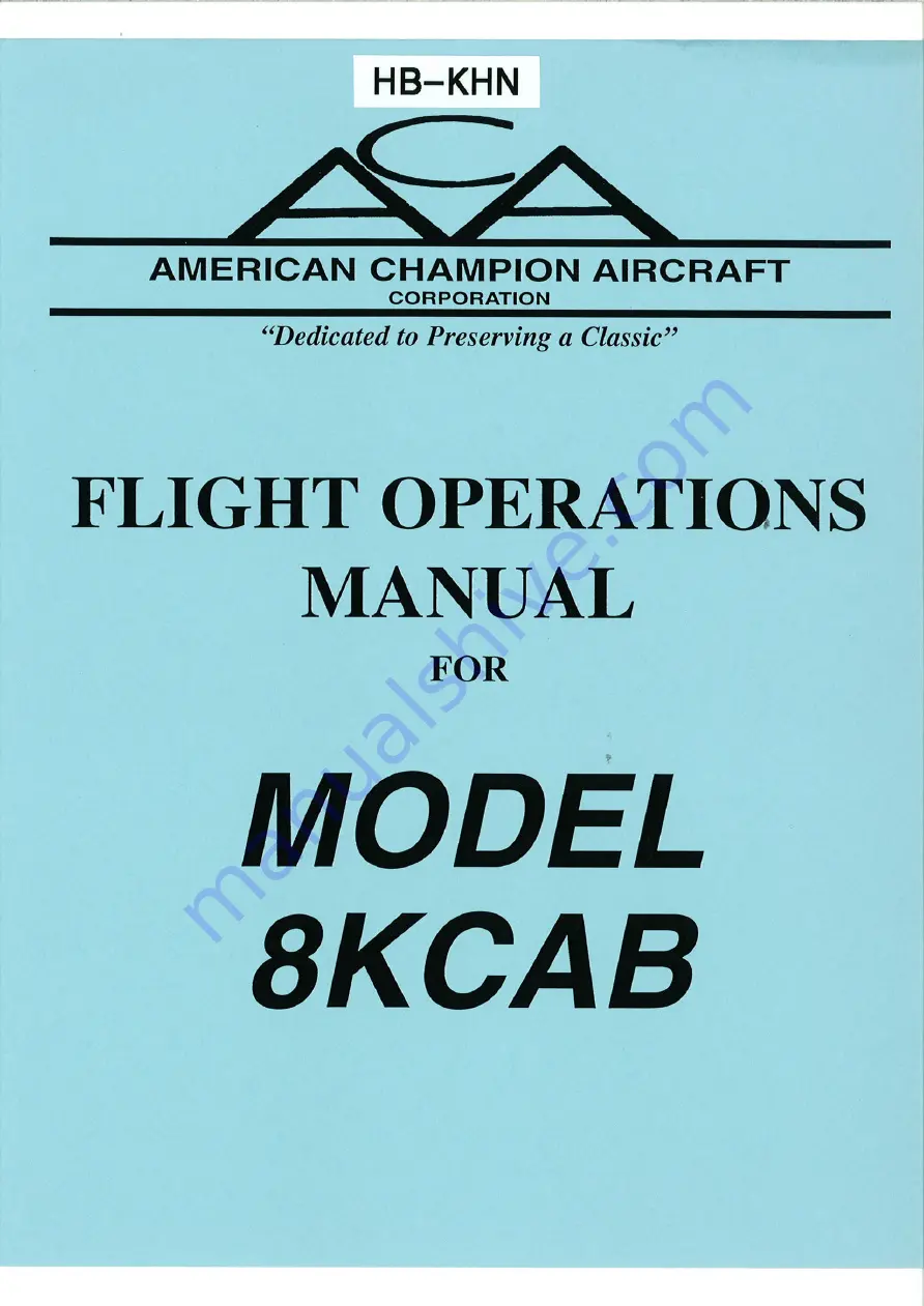 ACA 8KCAB 2003 Flight Operations Manual Download Page 1