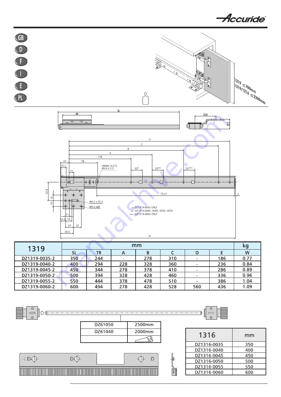 Accuride 1319 Series Скачать руководство пользователя страница 1