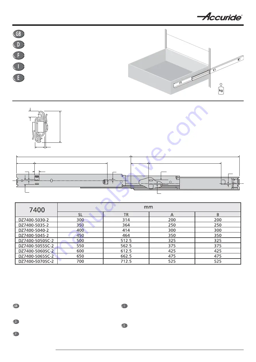 Accuride 7400 Series Installation Manual Download Page 1