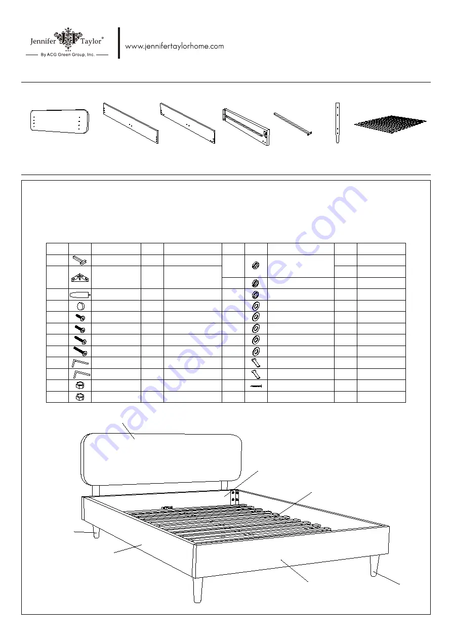 ACG Jennifer Taylor HEADBOARD SET Assembly Instruction Download Page 1