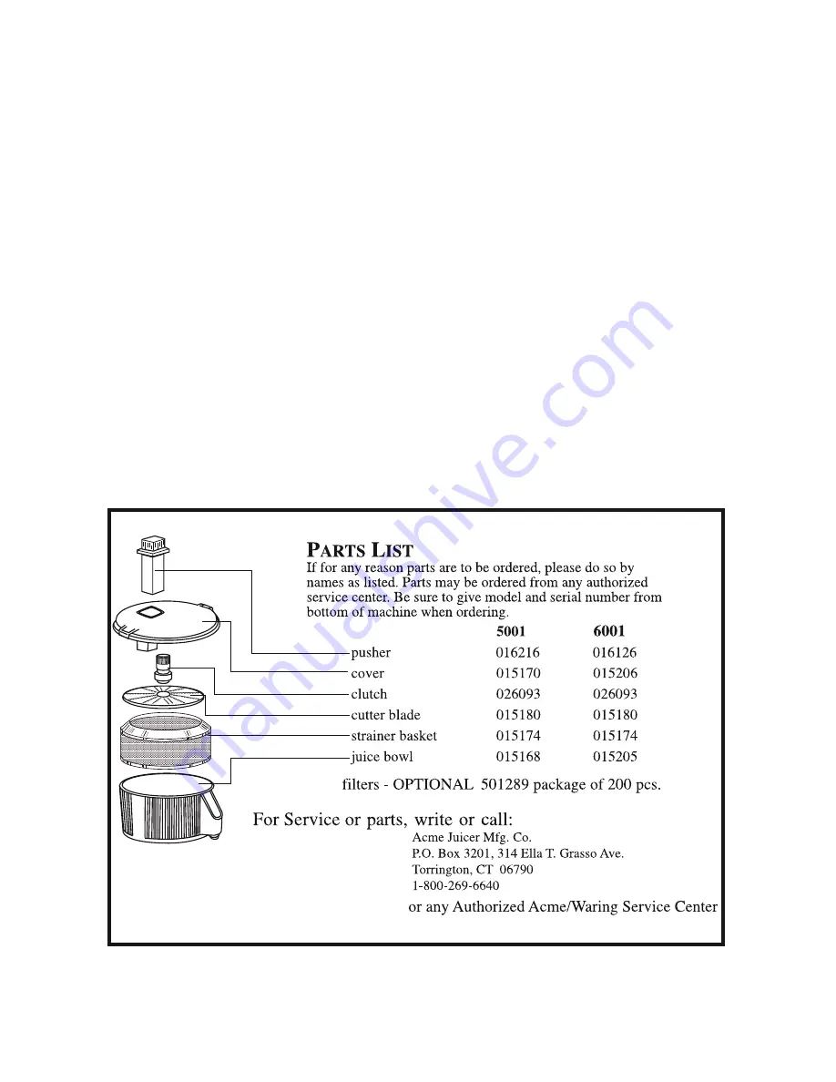 ACME SUPREME JUICERATOR 5001 User Manual Download Page 8