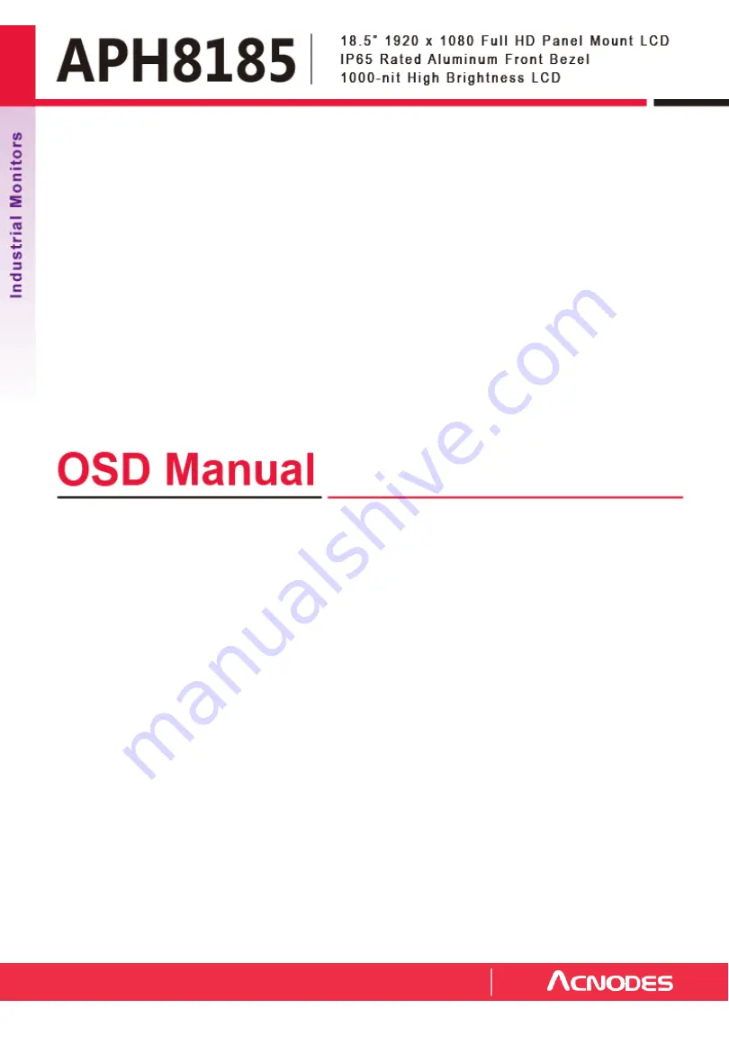 Acnodes APH8185 Osd Manual Download Page 1