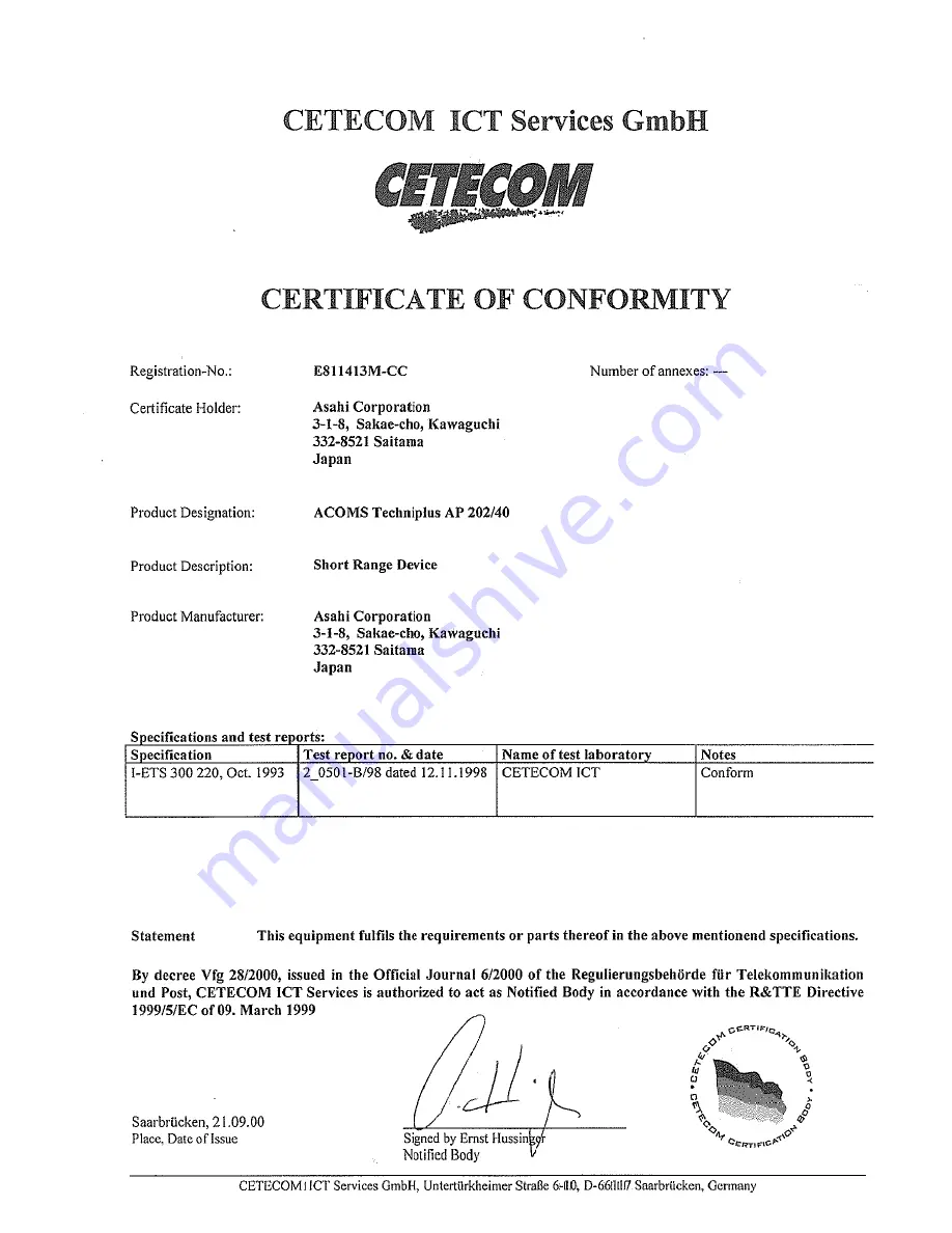 Acoms AP-202/40 Instruction Manual Download Page 8