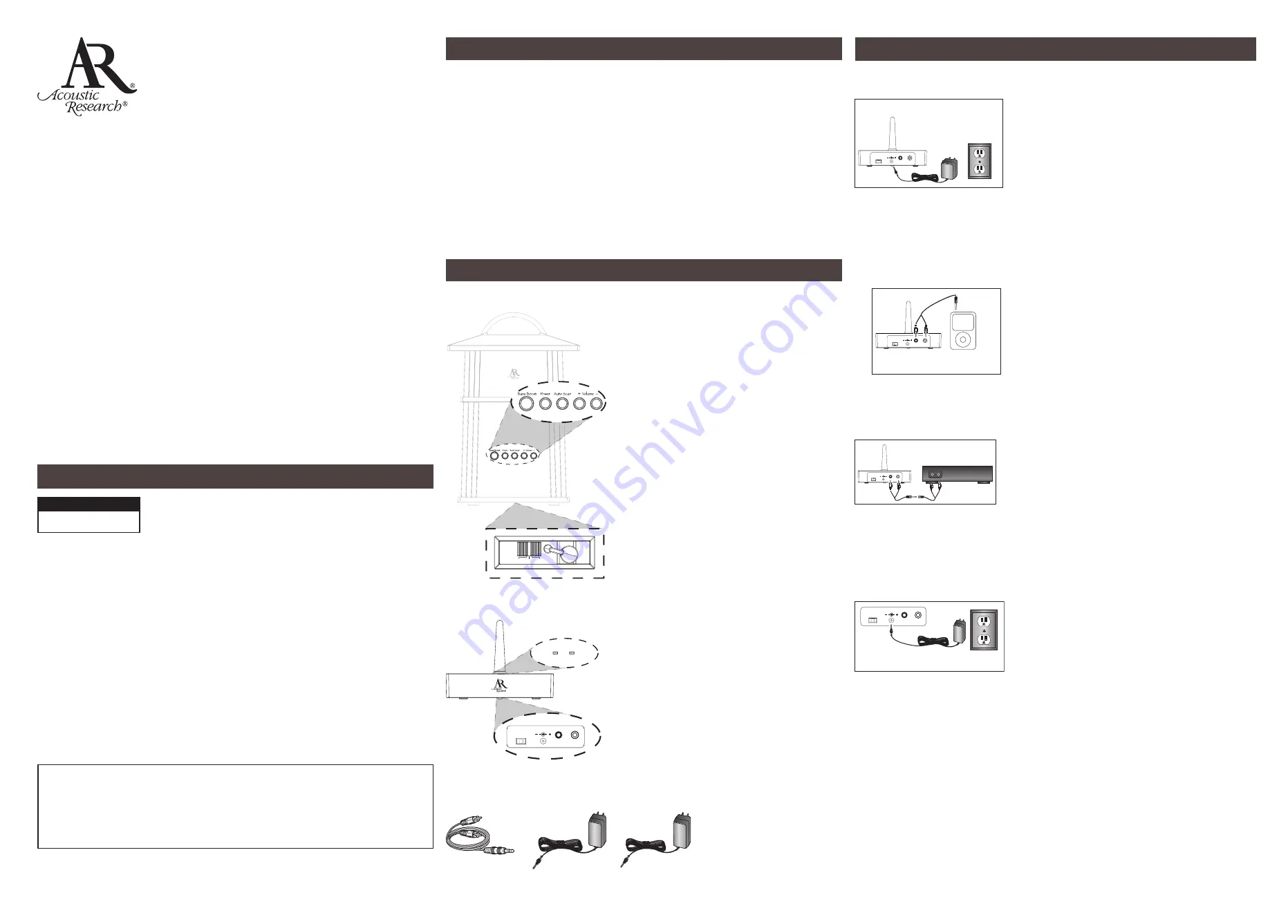 Acoustic Research AW825 Installation And Operation Manual Download Page 1