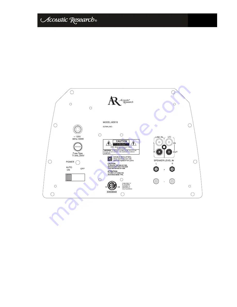 Acoustic Research HD510 Скачать руководство пользователя страница 26