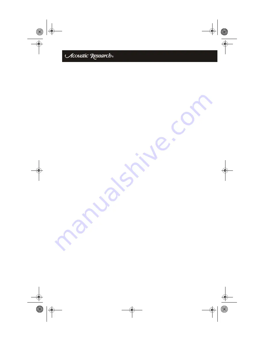 Acoustic Research HT60 Installation And Operation Manual Download Page 12