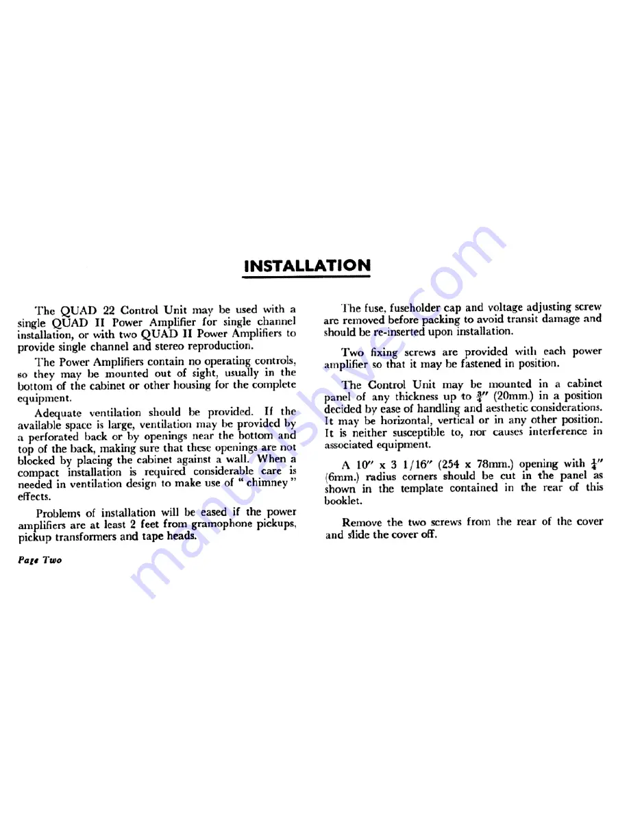 Acoustical Manufacturing Co. 22 - user & service Service Manual Download Page 3