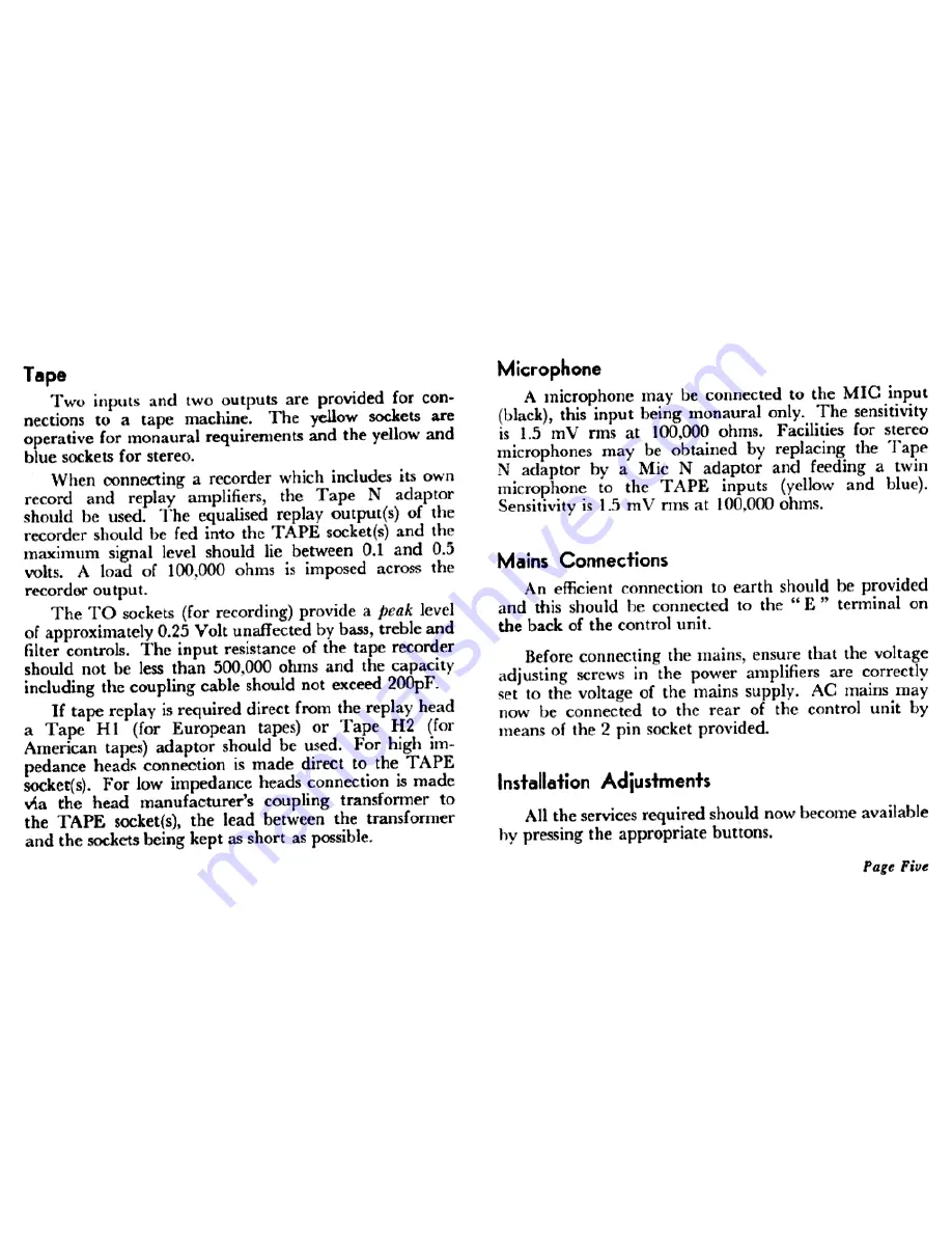 Acoustical Manufacturing Co. 22 - user & service Service Manual Download Page 6