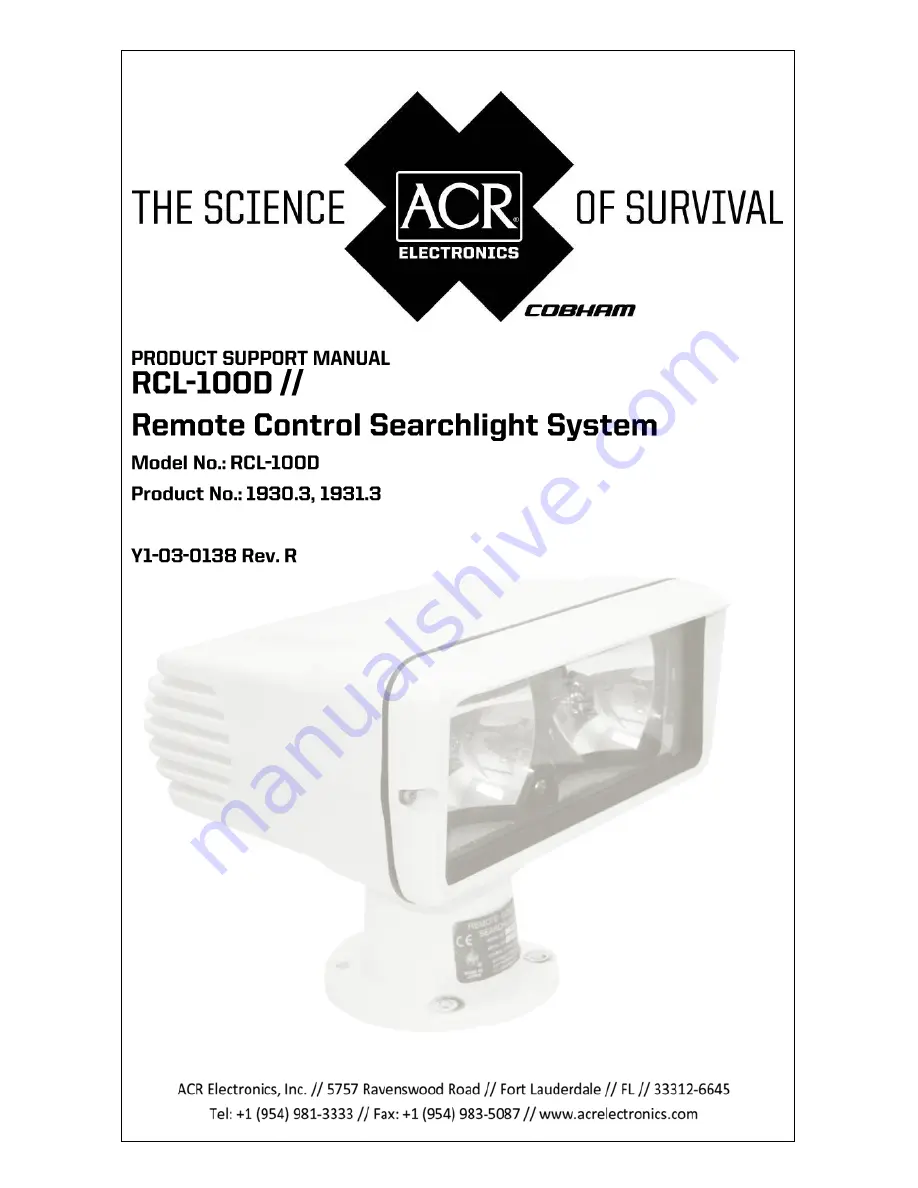 ACR Electronics RCL-100 Скачать руководство пользователя страница 1