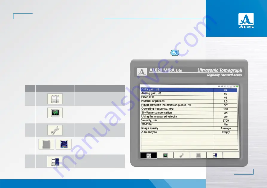 ACS A1020 MIRA Lite Operation Manual Download Page 17