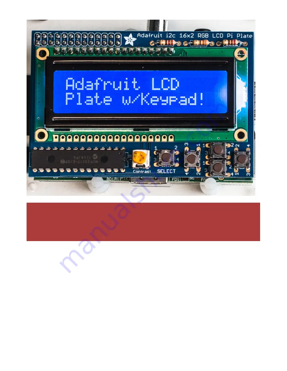 Adafruit Industries i2c 16x2 RGB Pi Plate Скачать руководство пользователя страница 5