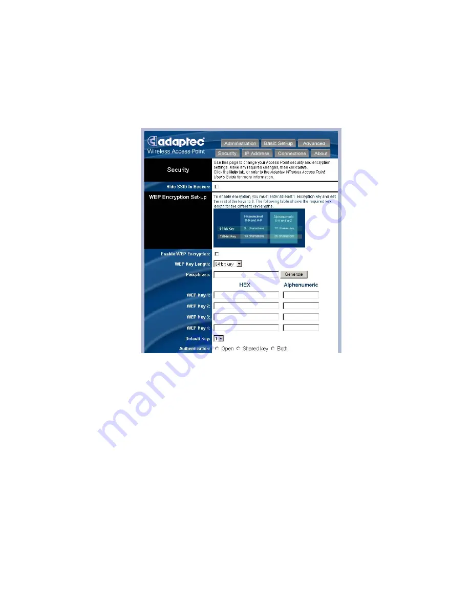 Adaptec 2012500 - Ultra Wireless Access Point User Manual Download Page 24