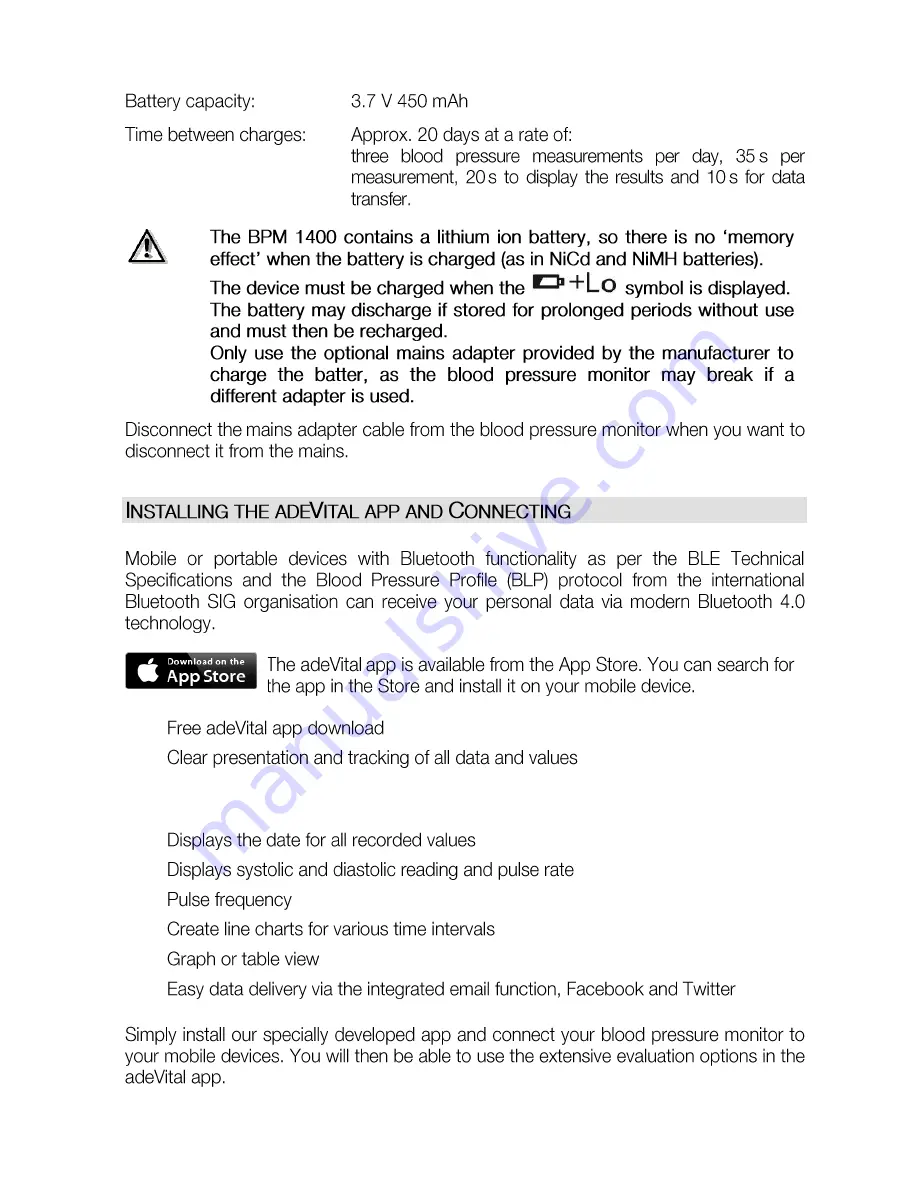 ADE BPM 1400 adeVital Activity Operating Instructions Manual Download Page 10