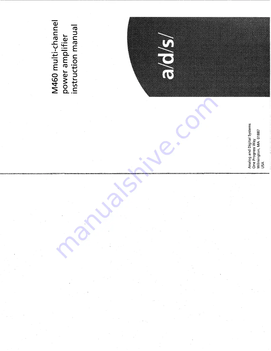 ADS M460 Instruction Manual Download Page 1