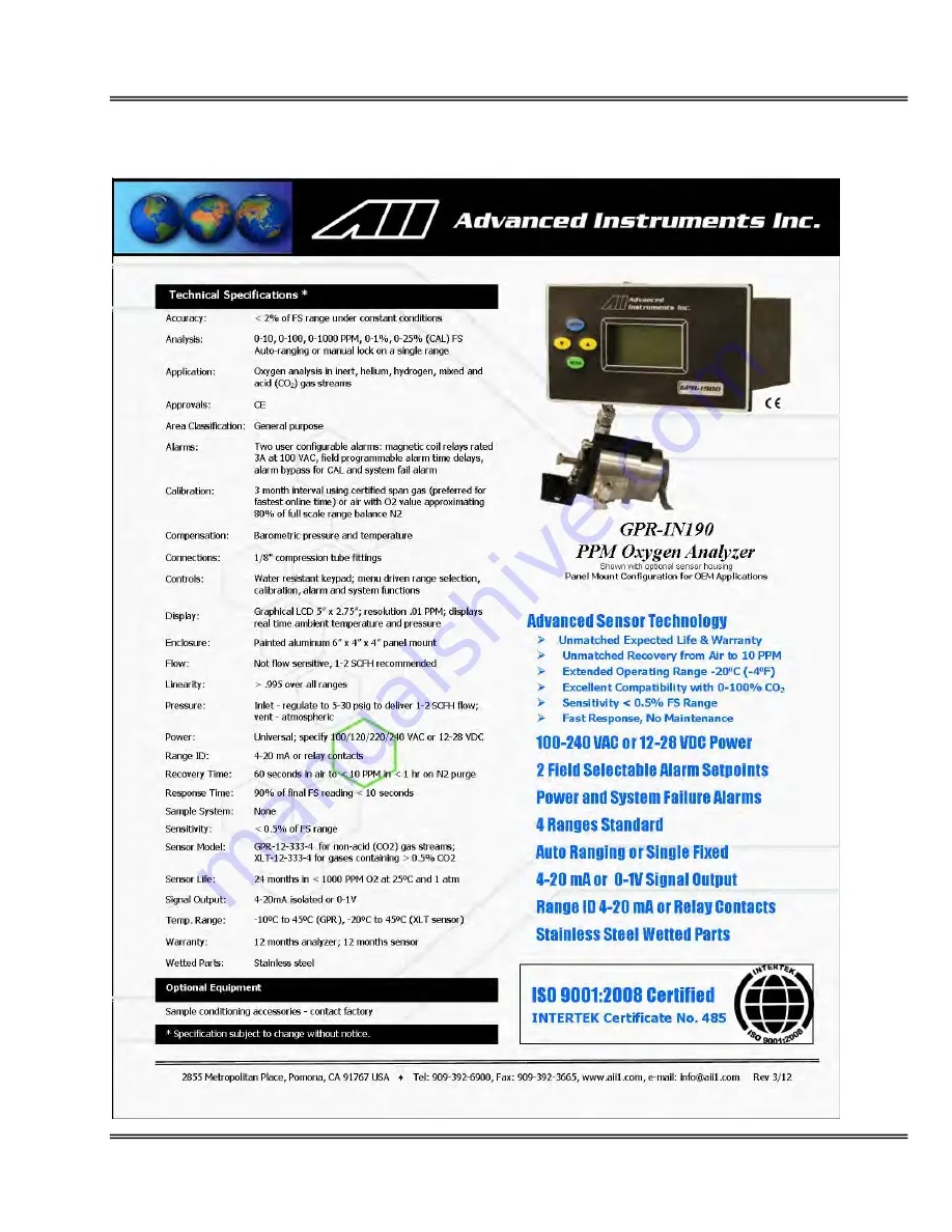 Advanced Instruments GPR-IN190 Скачать руководство пользователя страница 9