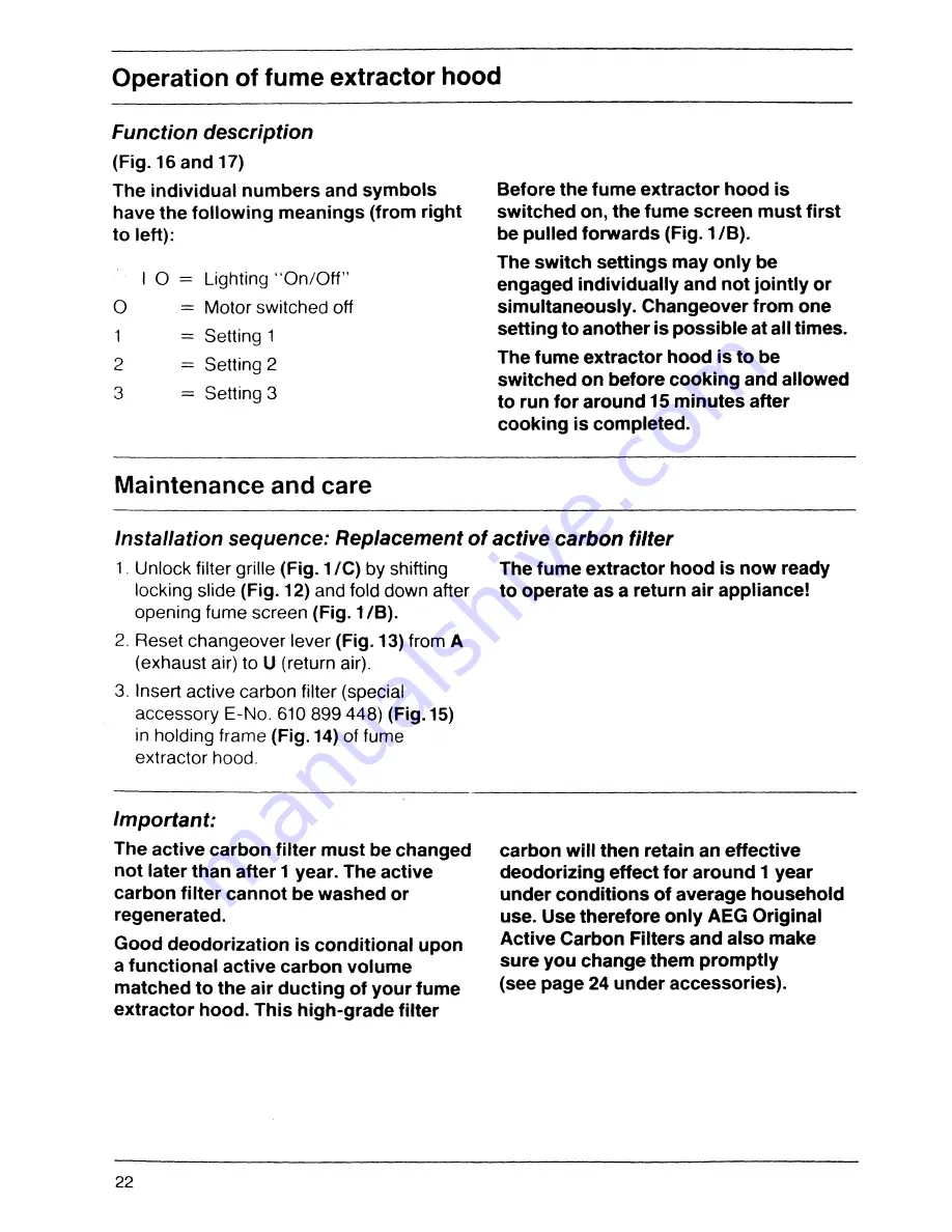 AEG 100 D Instructions For Installation And Use Manual Download Page 14