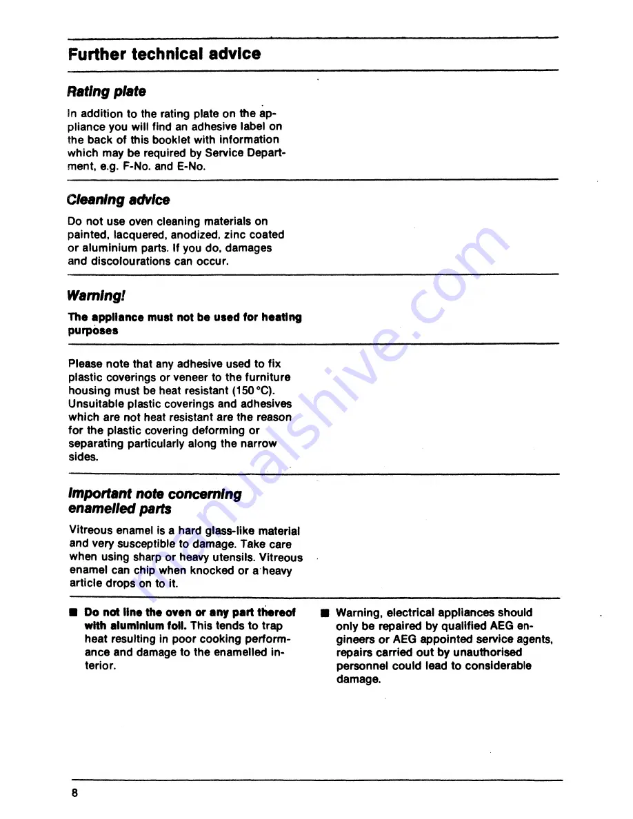 AEG B 60 LFV Operating Instructions Manual Download Page 8