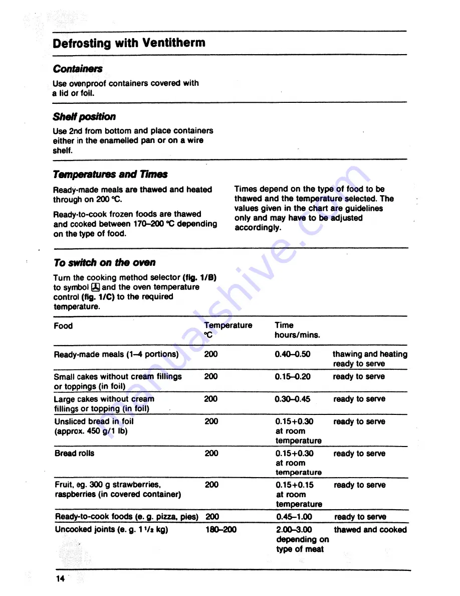 AEG B 60 LFV Operating Instructions Manual Download Page 14