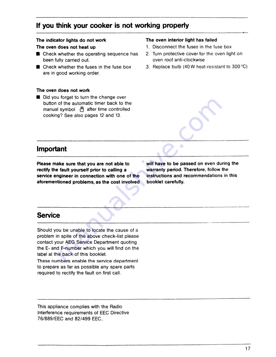 AEG B 600 TG Operating Instructions Manual Download Page 17