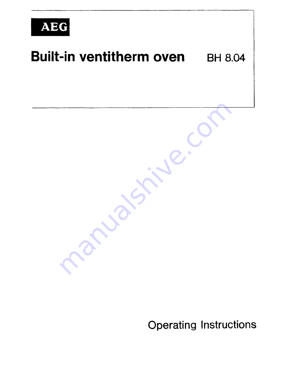 AEG BH 8.04 Operating Instructions Manual Download Page 1