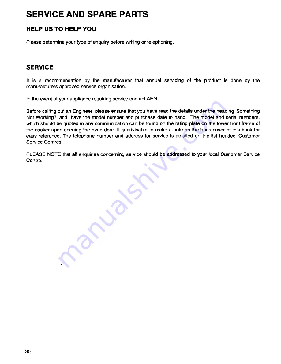 AEG Competence 3030 B Operating Instructions Manual Download Page 30