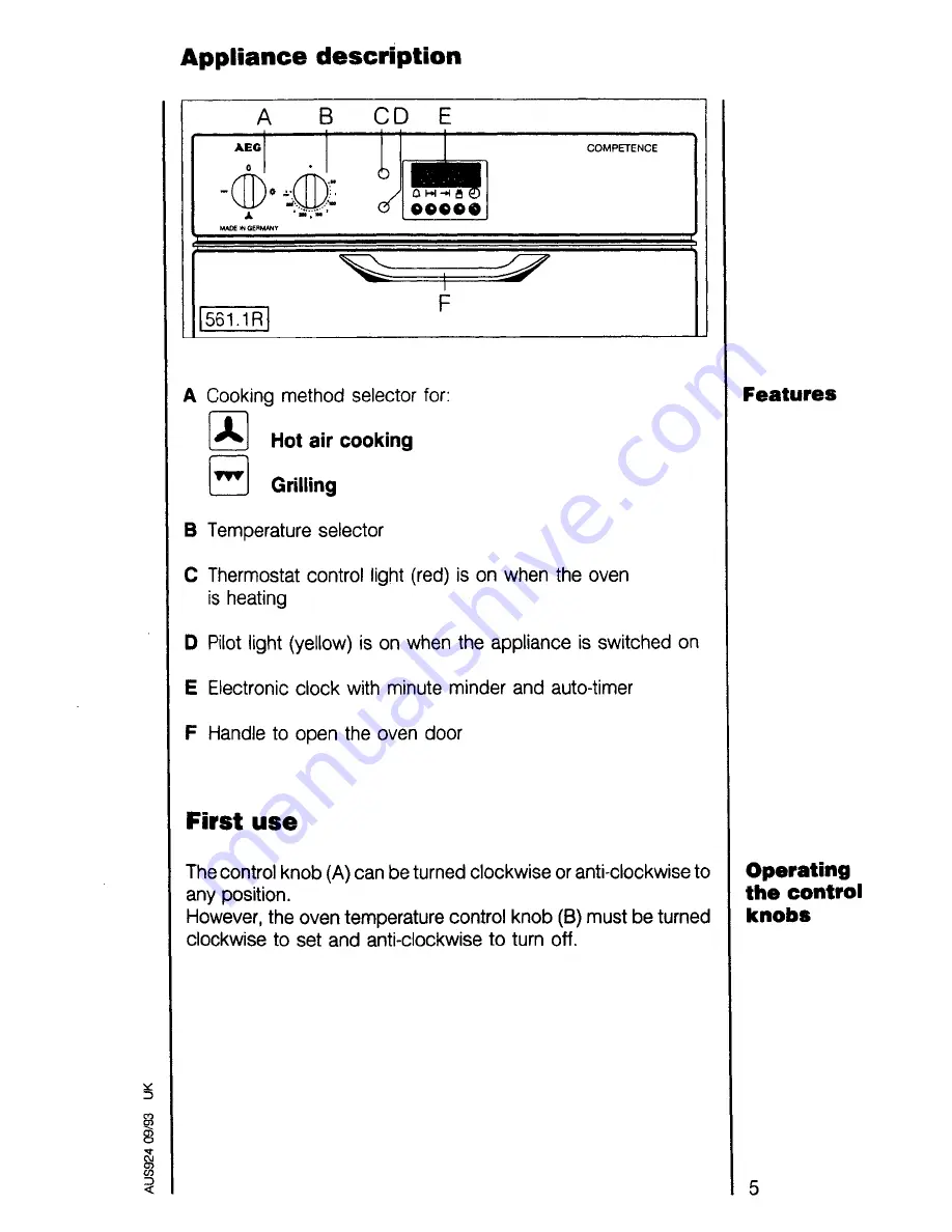 AEG COMPETENCE 3120 B Operating Instructions Manual Download Page 5