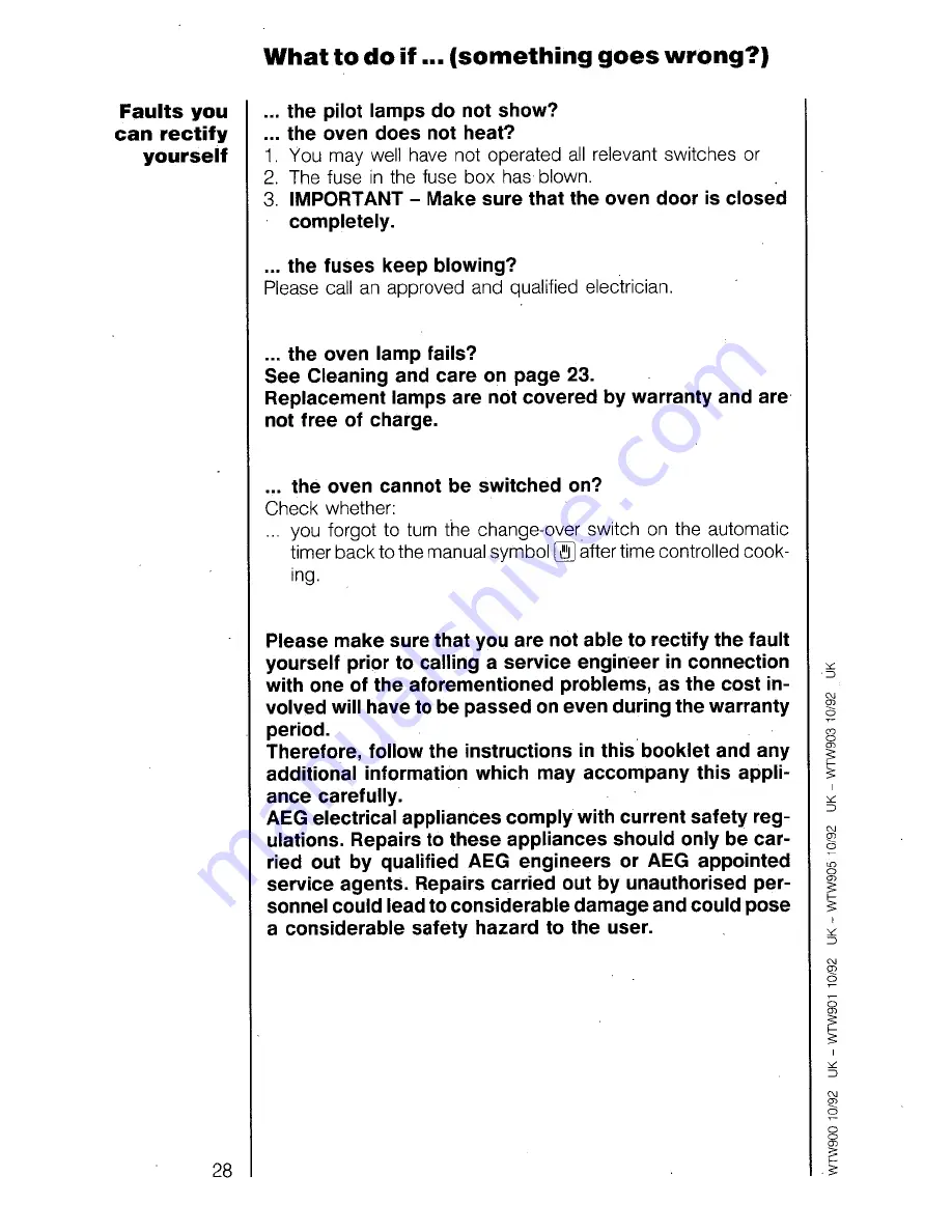 AEG COMPETENCE 320 B Operating Instructions Manual Download Page 28