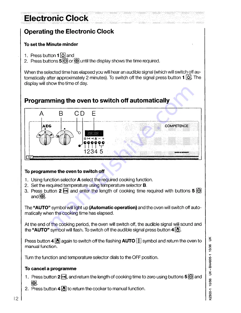 AEG Competence 3201 B Operating Instructions Manual Download Page 12